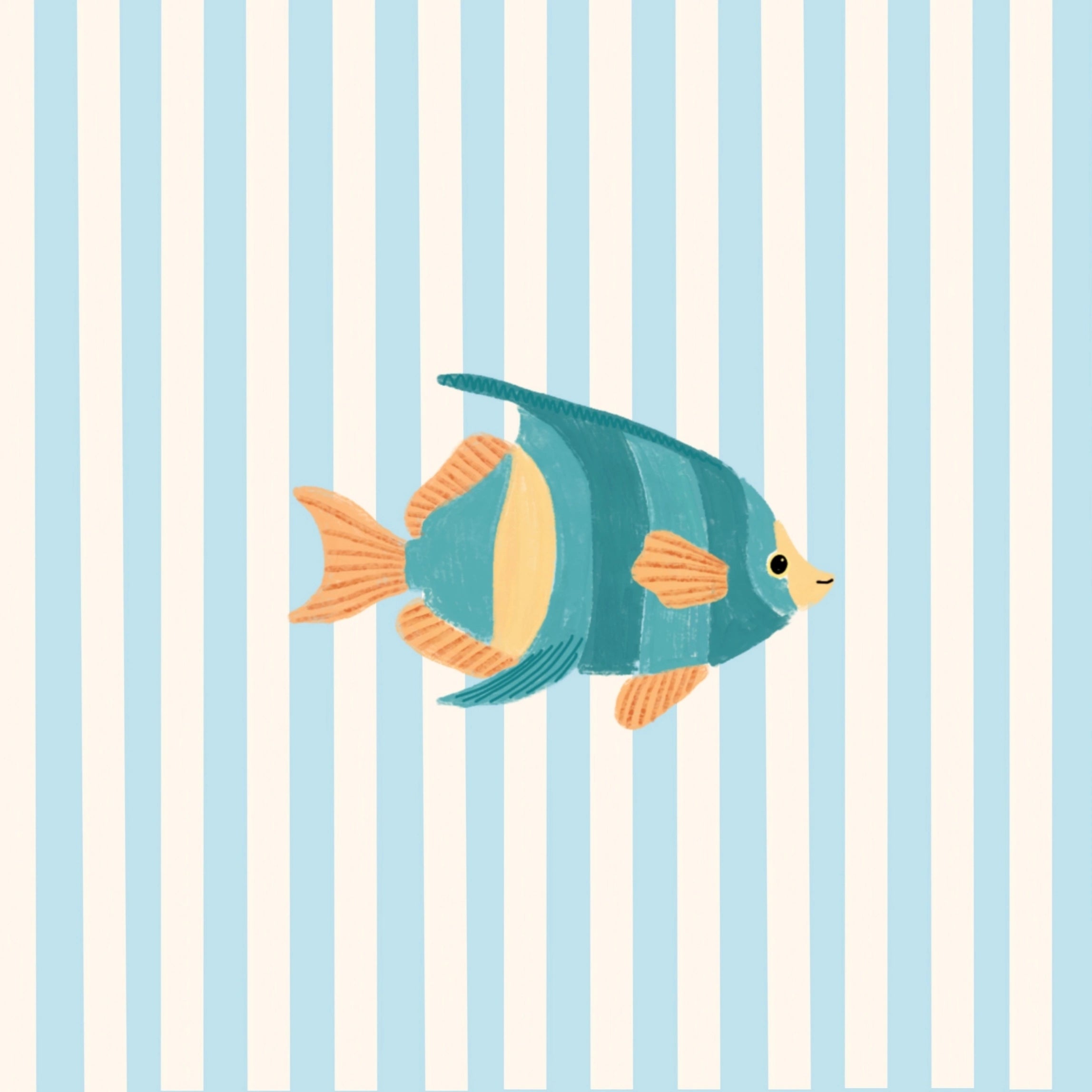Arte De Pared De Pez Tropical Azul