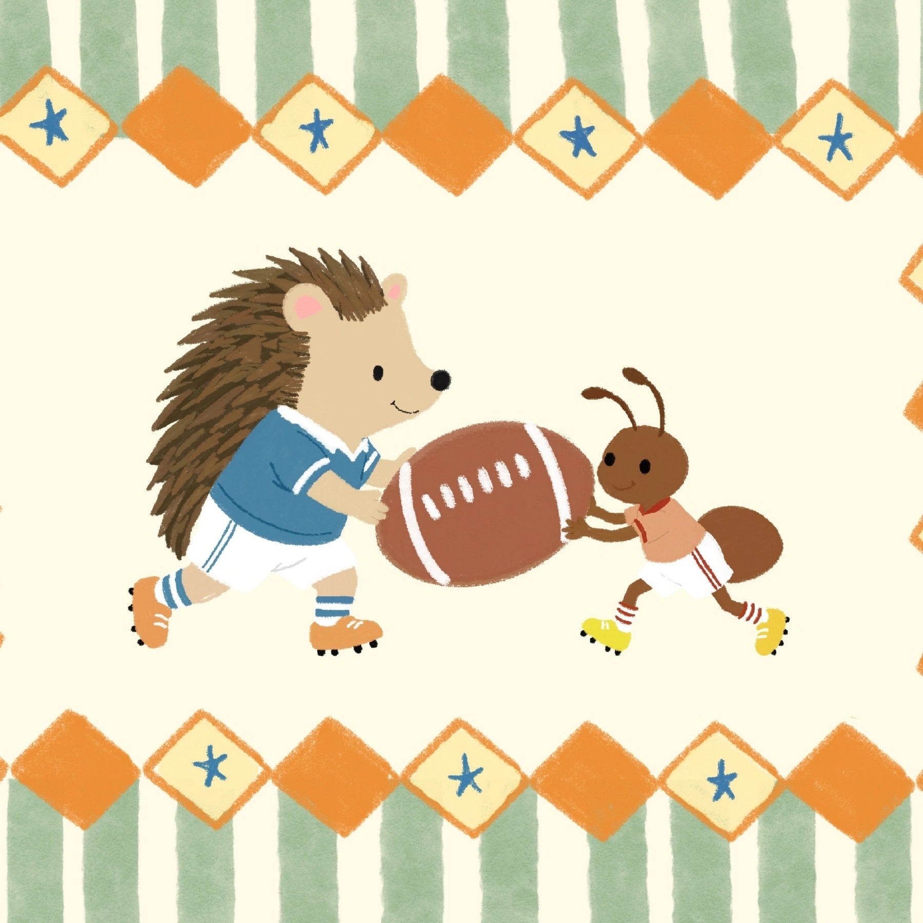 Football Hedgehog Nursery Wall Art