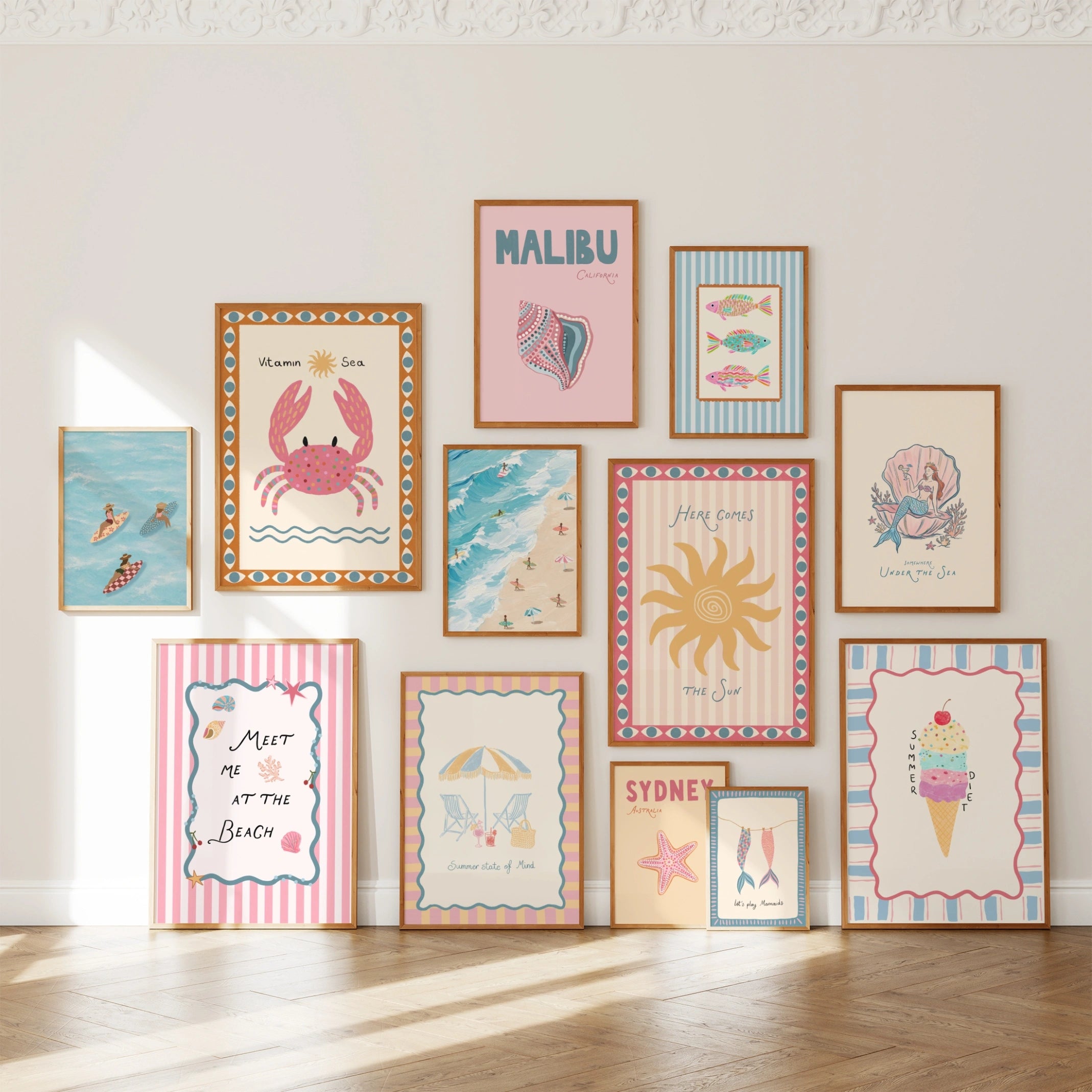 Set di 70 stampe estive trendy fatte a mano (download istantaneo)