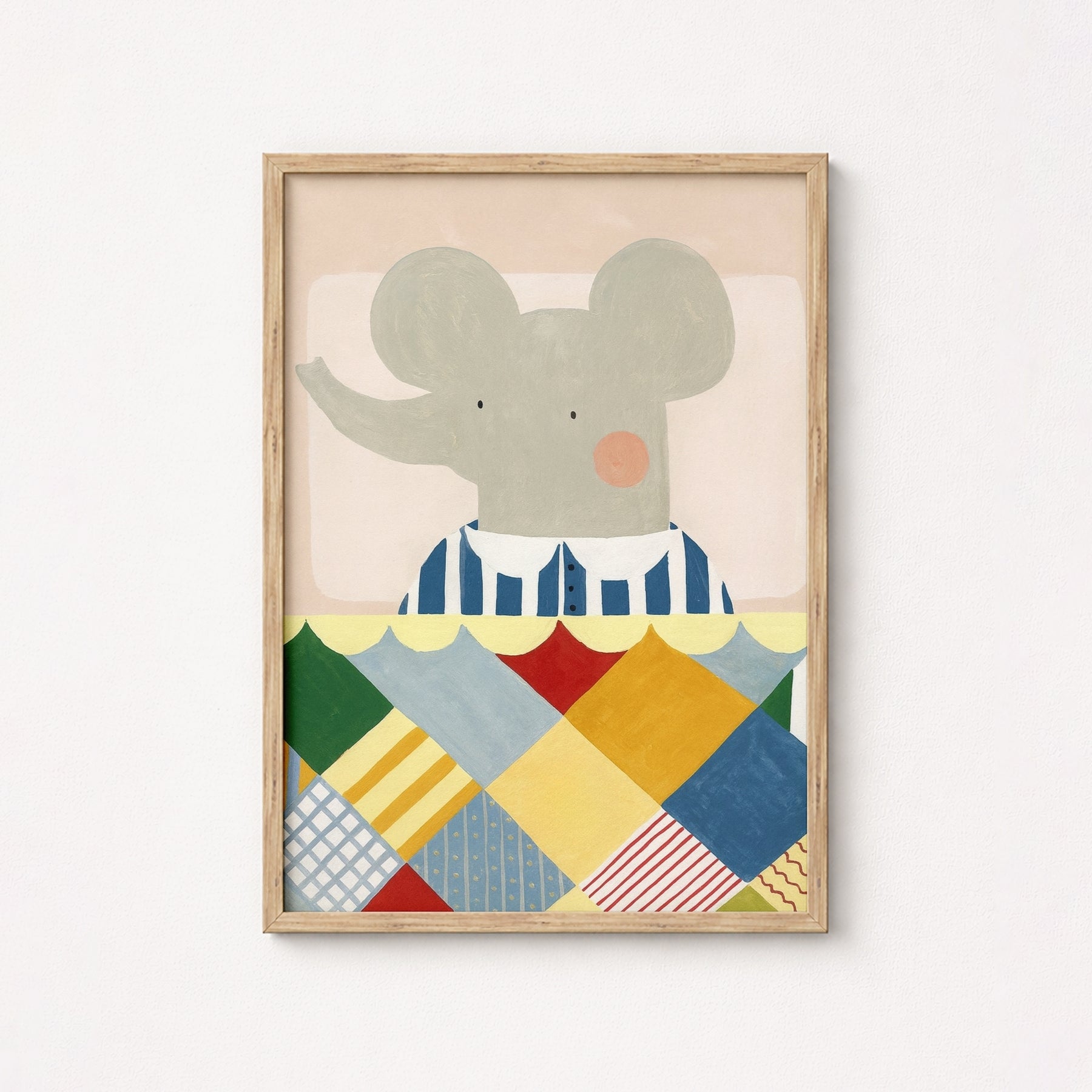 Stampa Elefante Nido - Simpatica Decorazione Murale Animale per Bambini, Arredamento Colorato per Bambini