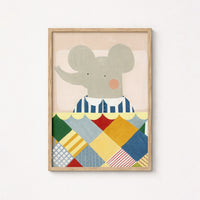 Stampa Elefante Nido - Simpatica Decorazione Murale Animale per Bambini, Arredamento Colorato per Bambini