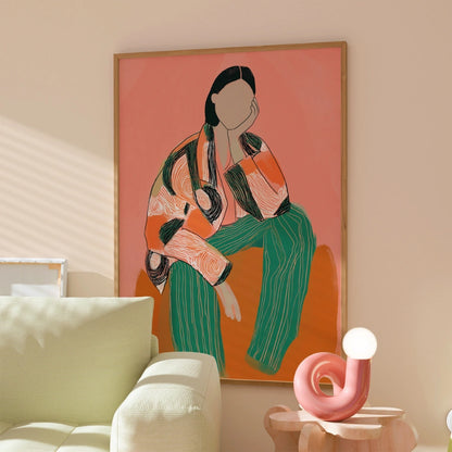 Modern Attitude Boho Wall Art – Graphic Fashion Pose