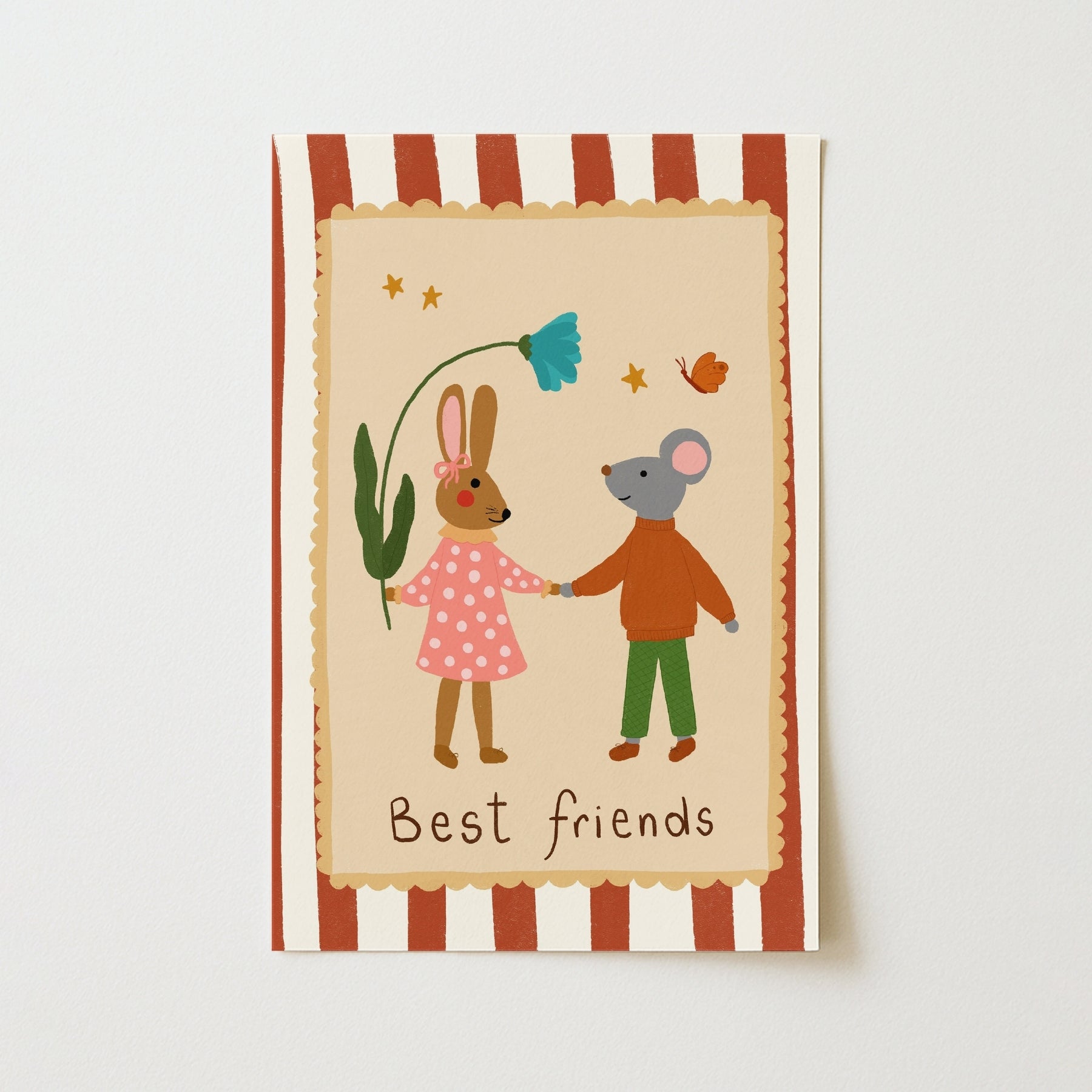 Arte murale Best Friends Bunny e Mouse - Stampa per cameretta degli animali