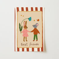 Arte murale Best Friends Bunny e Mouse - Stampa per cameretta degli animali