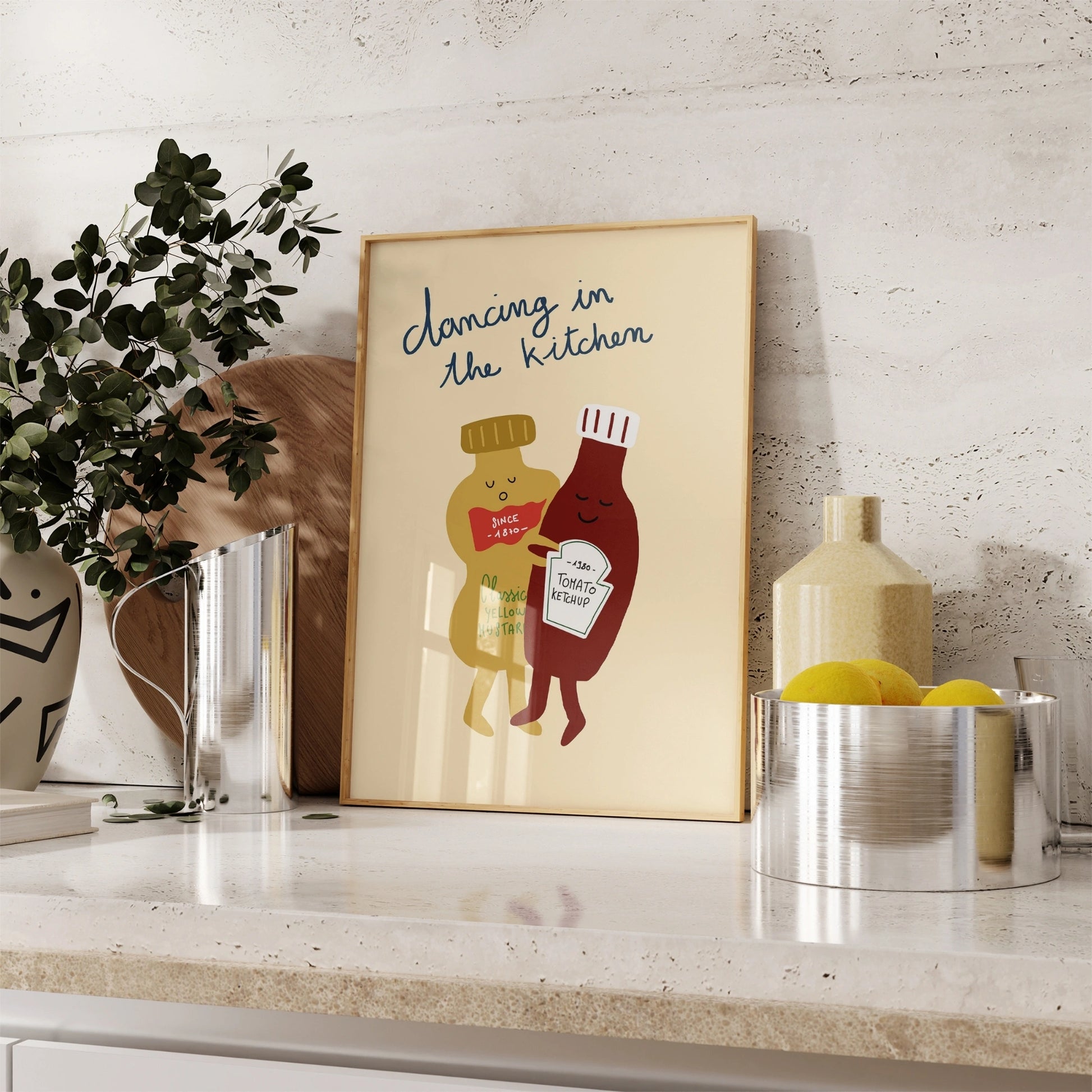 Decorazione murale per la tavola da pranzo italiana – Stampa di pasta, vino e cucina