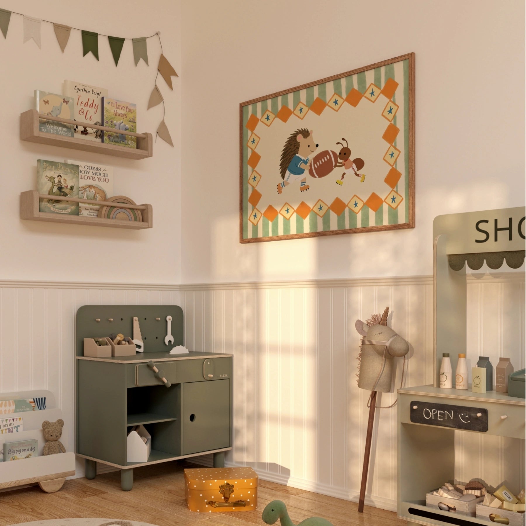 Football Hedgehog Nursery Wall Art