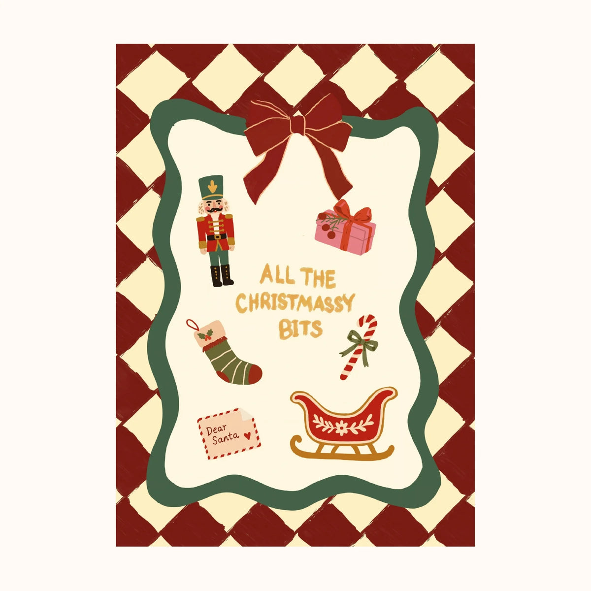 Frases navideñas e ilustraciones festivas vintage – Set de 3 pósters navideños