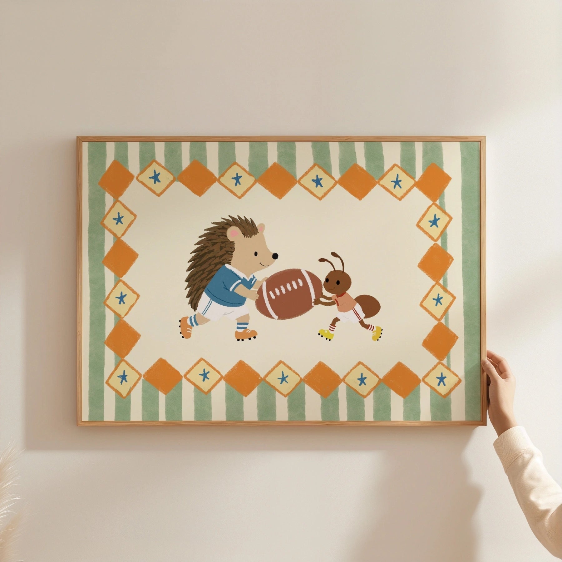Football Hedgehog Nursery Wall Art