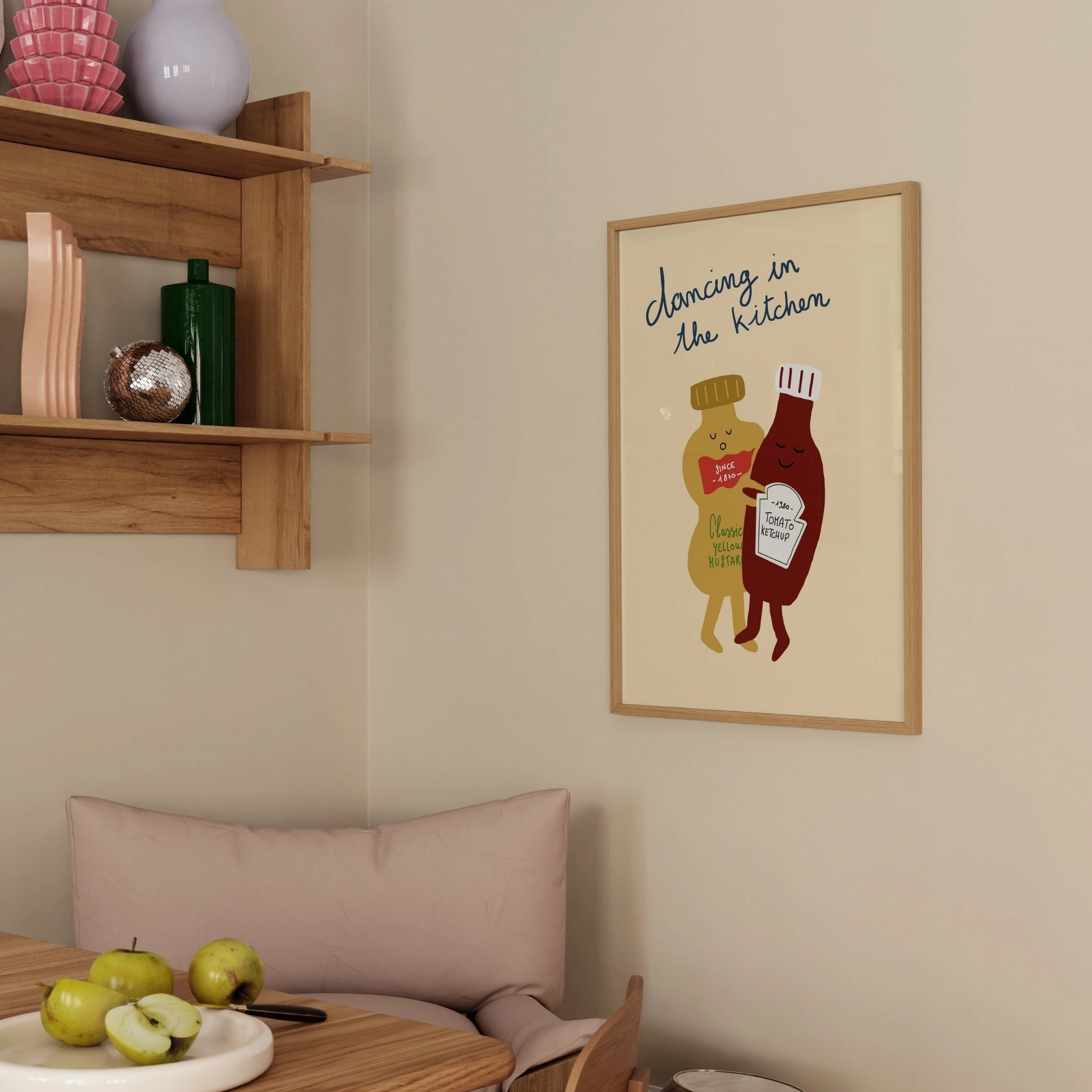 Decorazione murale per la tavola da pranzo italiana – Stampa di pasta, vino e cucina
