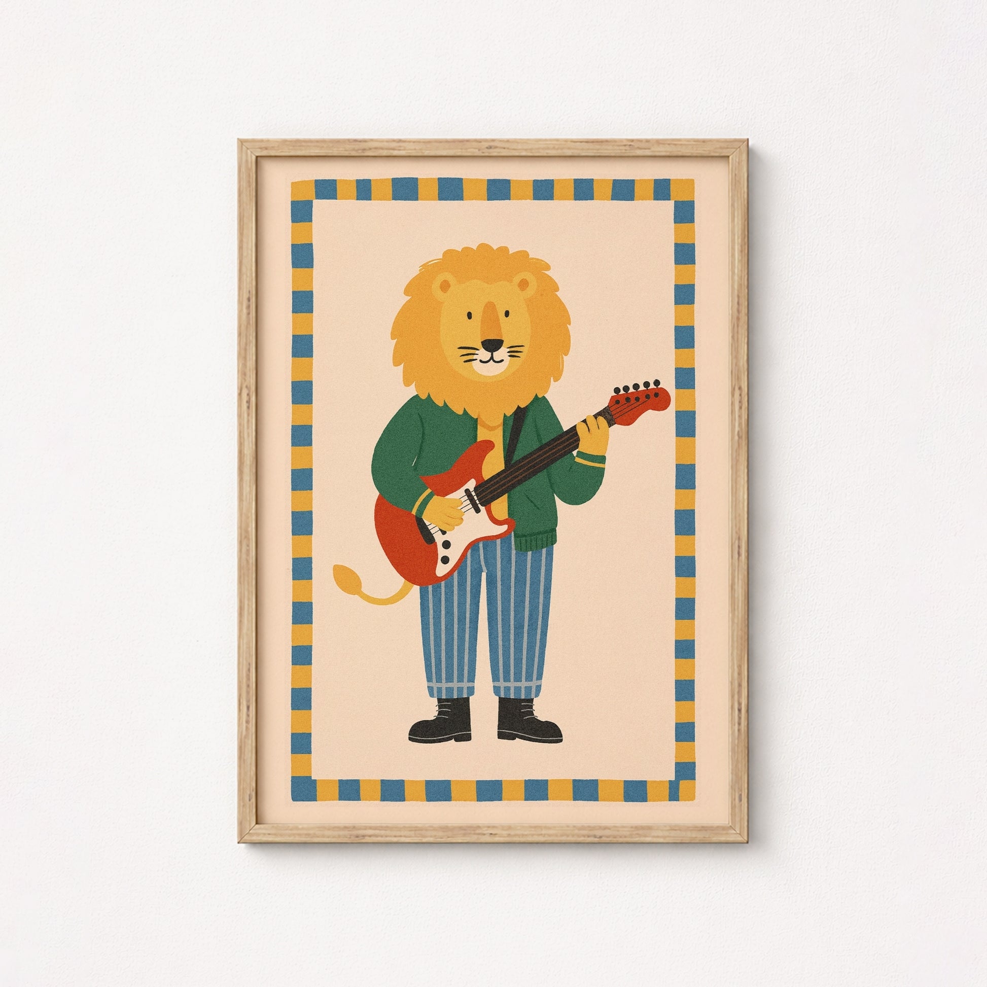 Stampa per cameretta dei bambini con leone rockstar