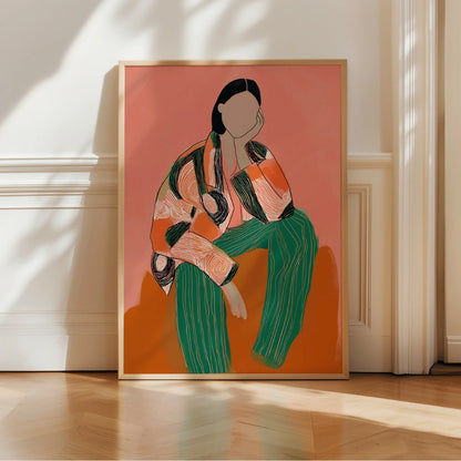 Modern Attitude Boho Wall Art – Graphic Fashion Pose