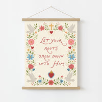Decoración con versículo bíblico floral, decoración cristiana de pared
