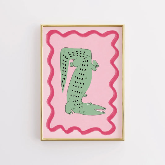 Crocodile Wall Art Print - Funny Tropical Animal Poster