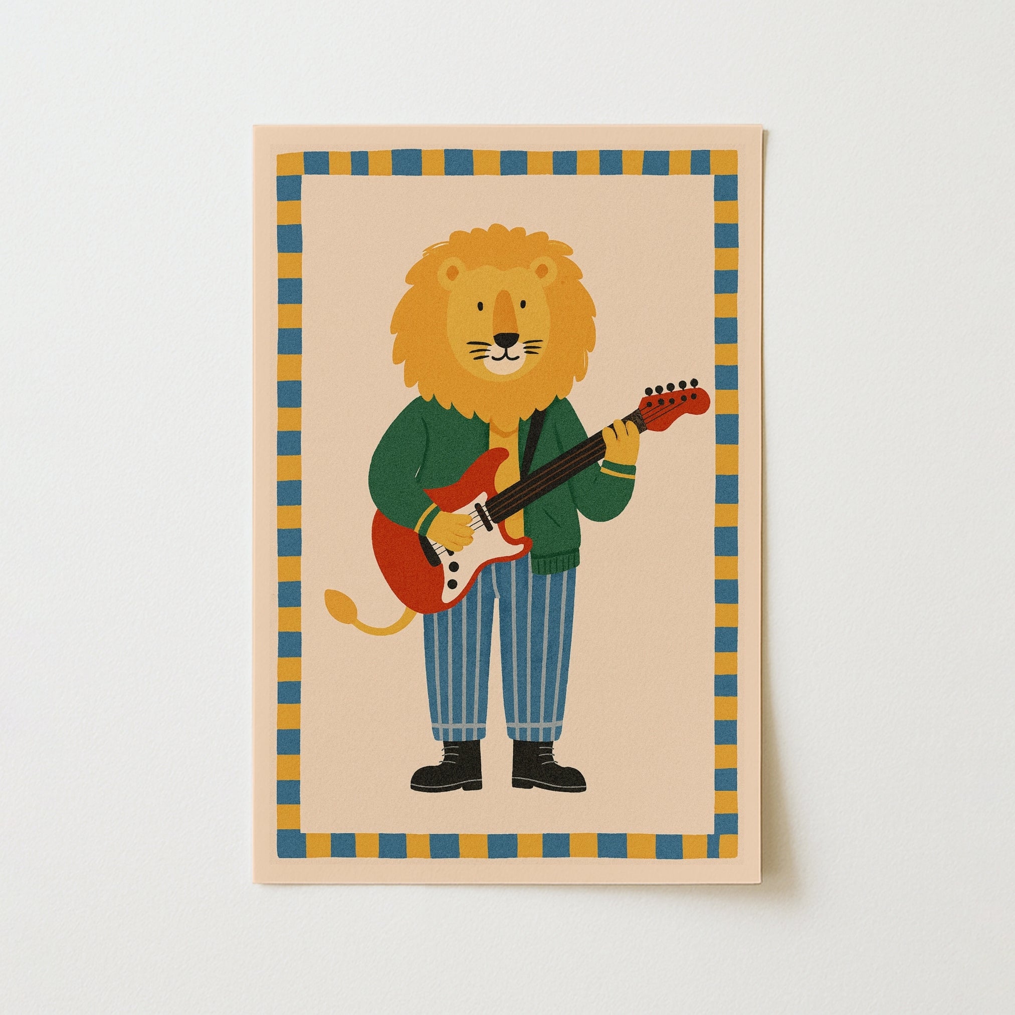Stampa per cameretta dei bambini con leone rockstar