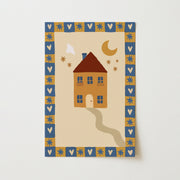 Cute House with Moon - Arte mural infantil y para bebés