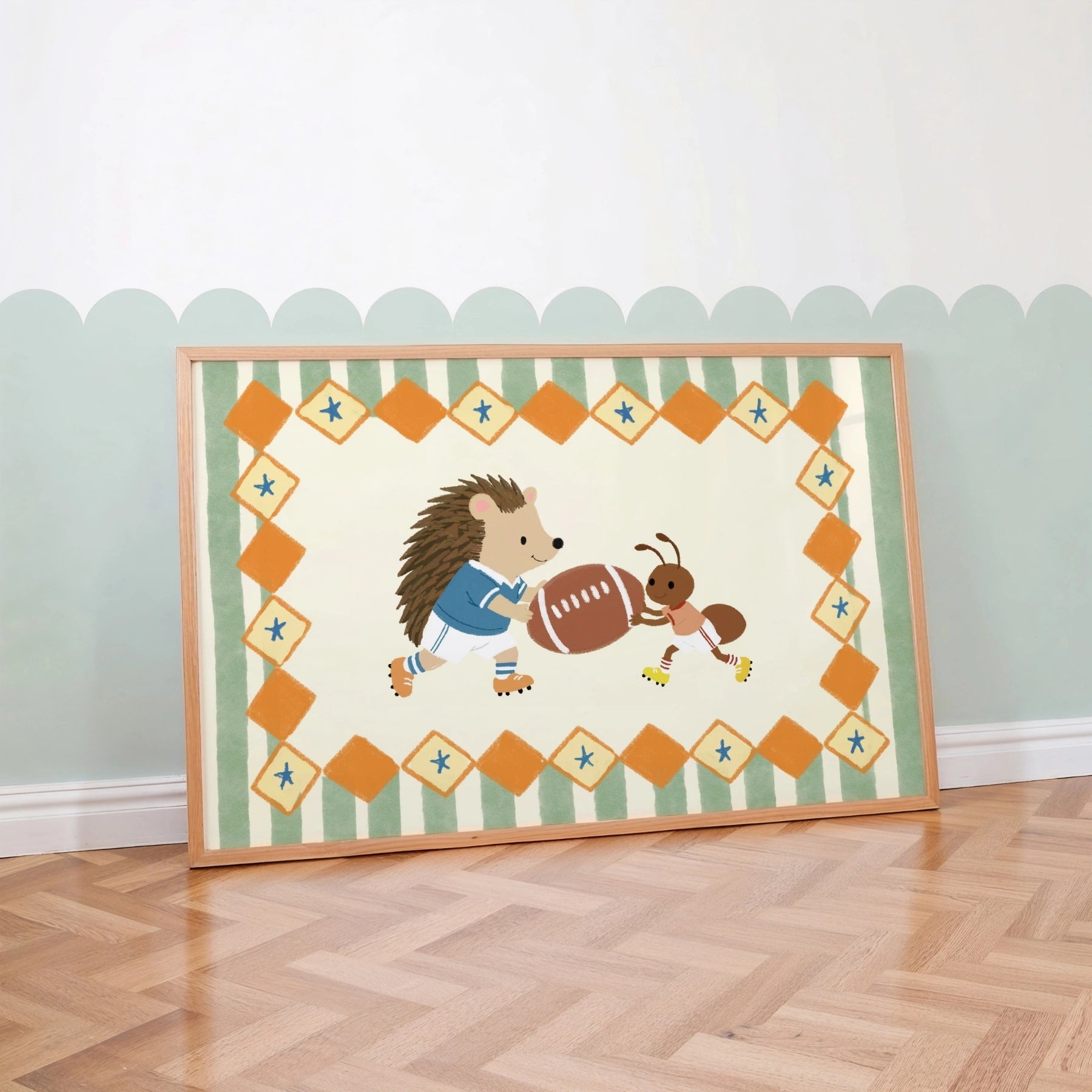 Football Hedgehog Nursery Wall Art