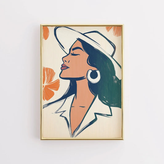 Confident Muse Boho Wall Art – Summer Inspired Line Portrait