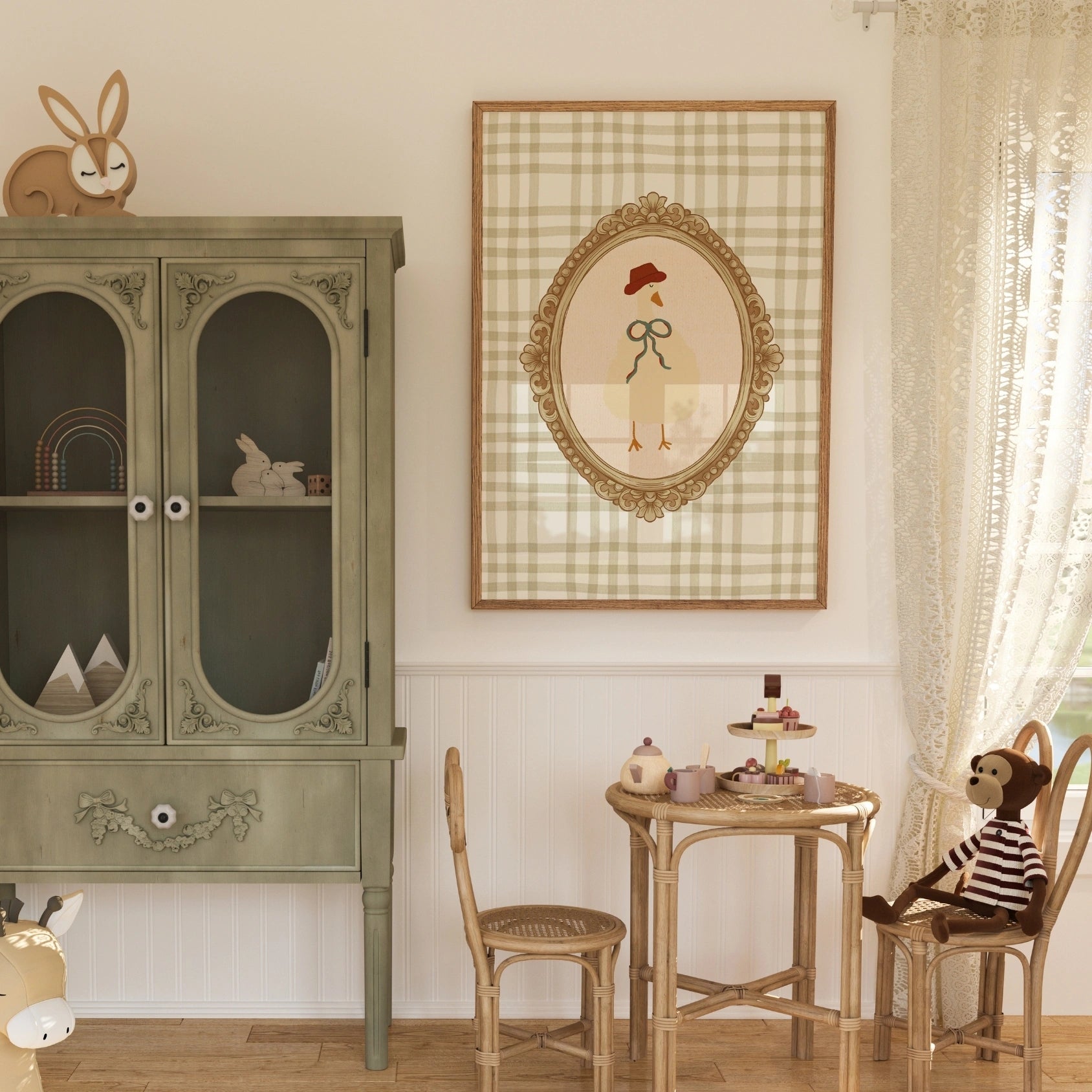 Arte murale con animali retrò