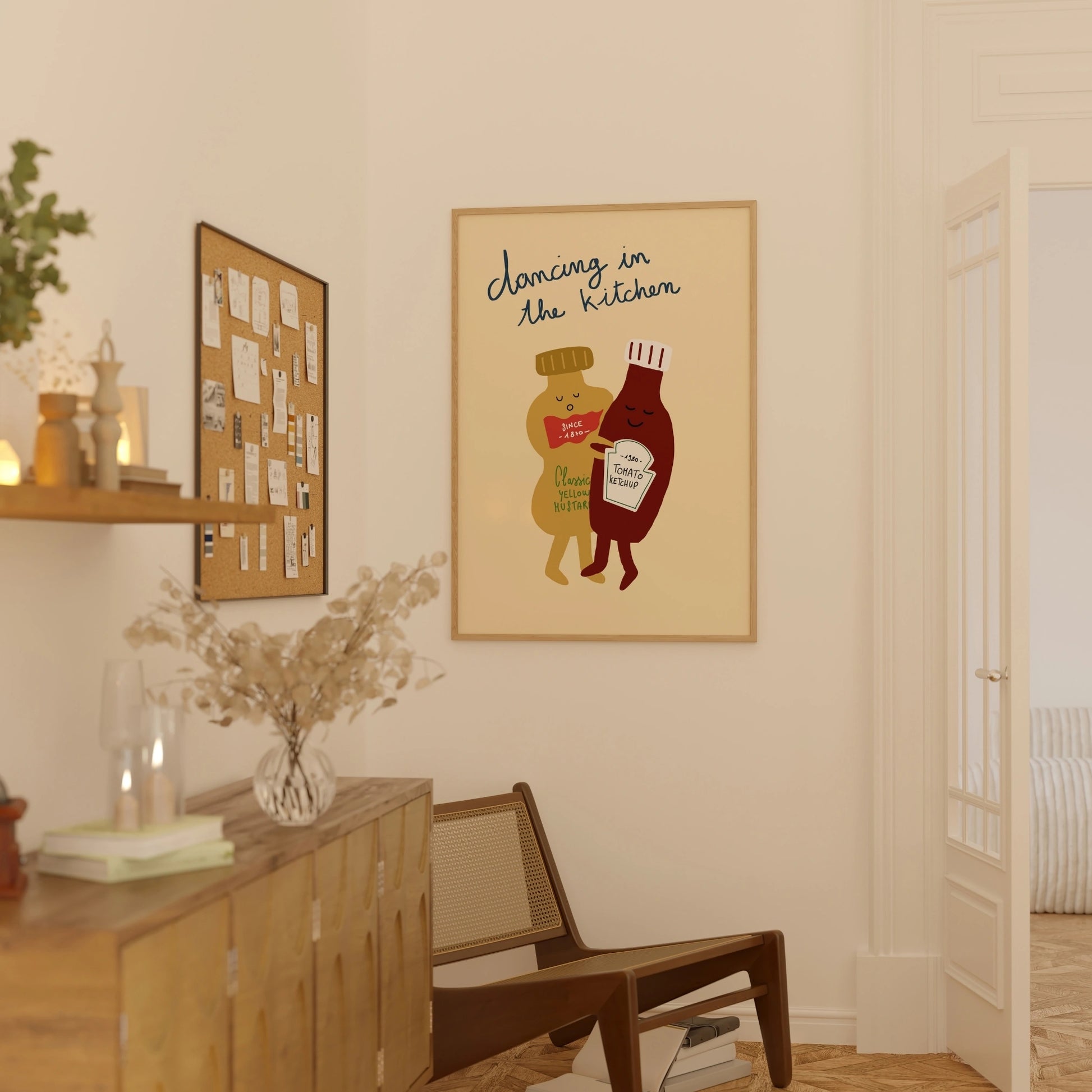 Decorazione murale per la tavola da pranzo italiana – Stampa di pasta, vino e cucina