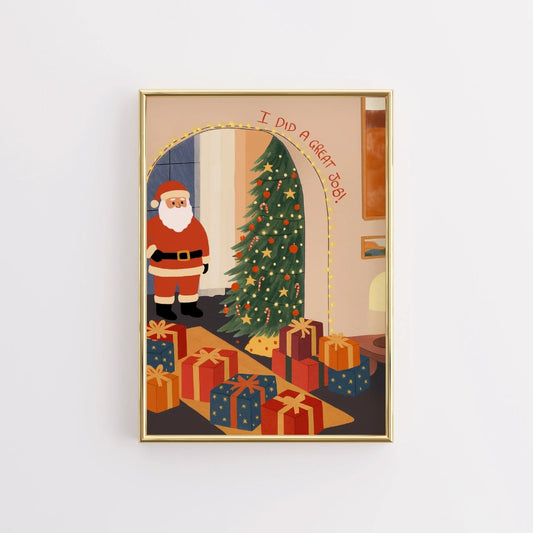 Santa Proud of His Gifts Wall Art – Funny Christmas Print