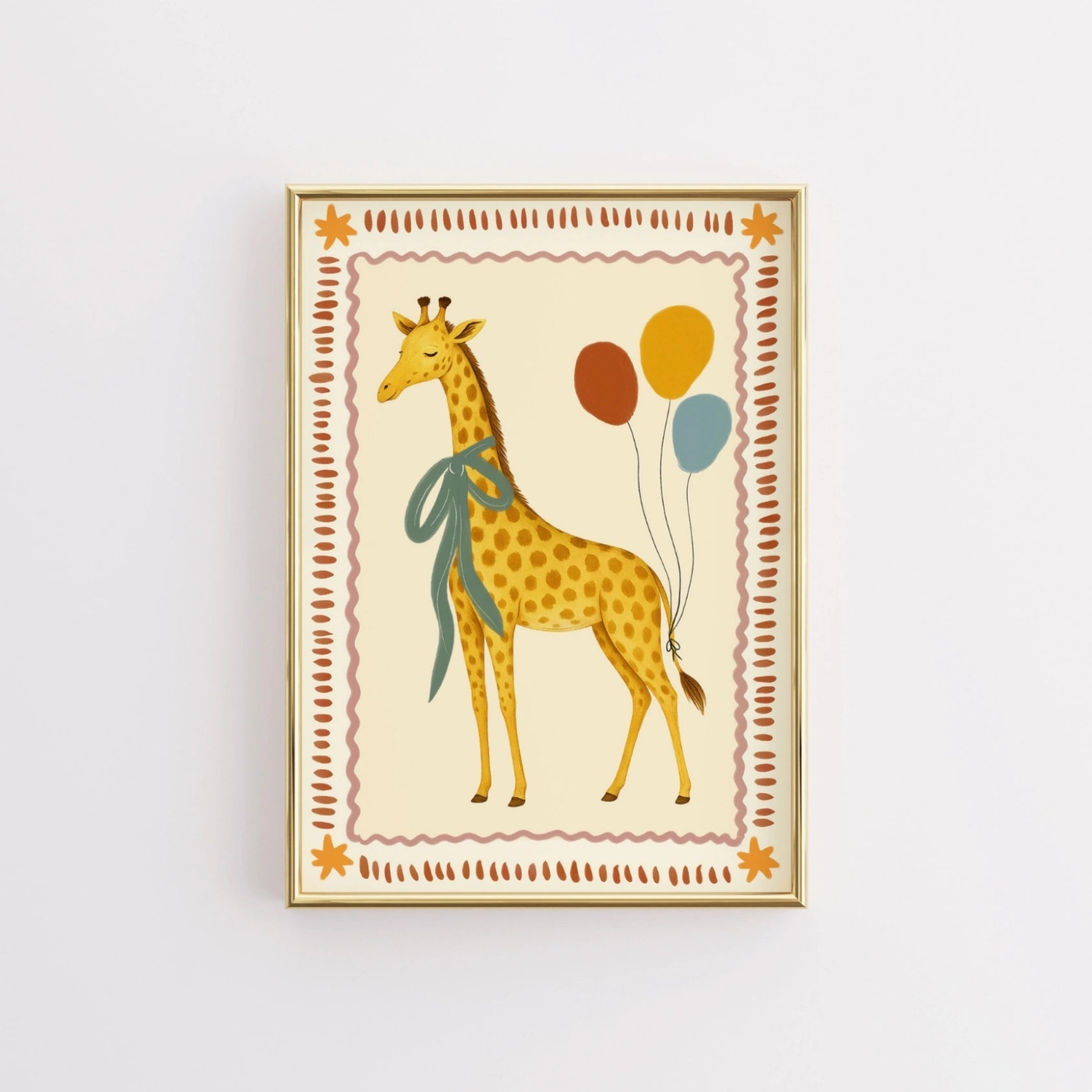 Stampa vintage per cameretta dei bambini con giraffa