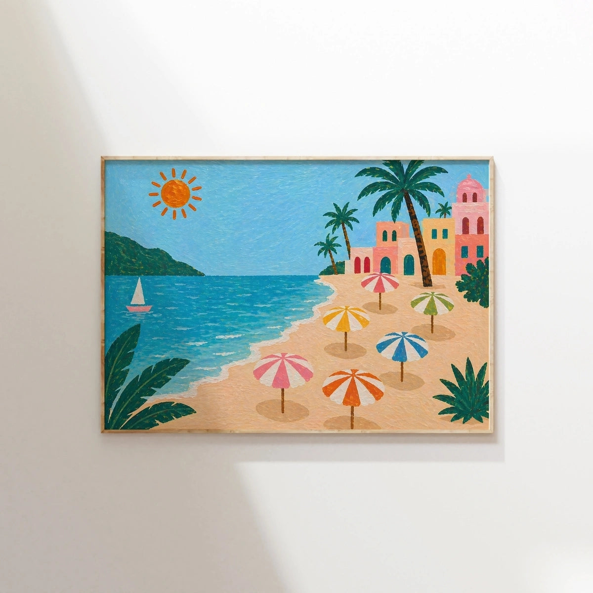 Italian Coastal Landscape Print, Coastal Wall Decor
