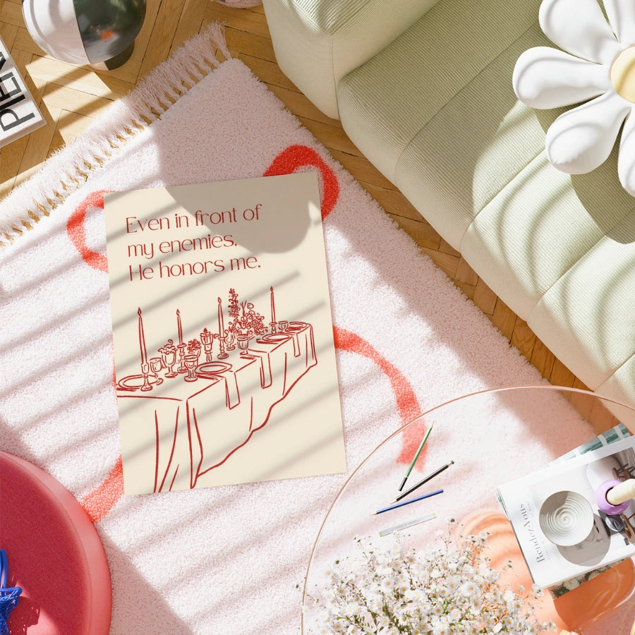 He Honors Me Bible Verse Print - Christian Enemies Table Decor