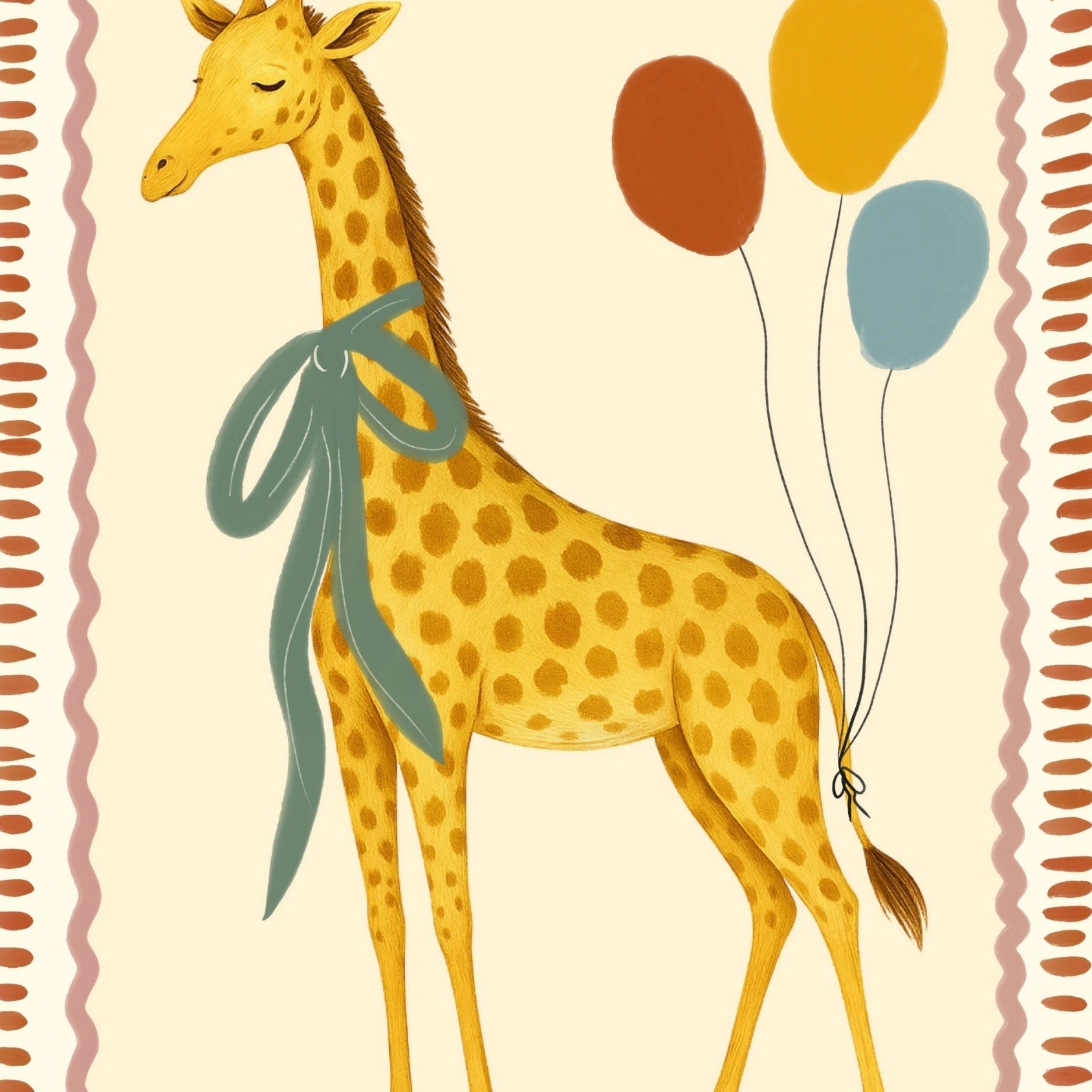 Stampa vintage per cameretta dei bambini con giraffa