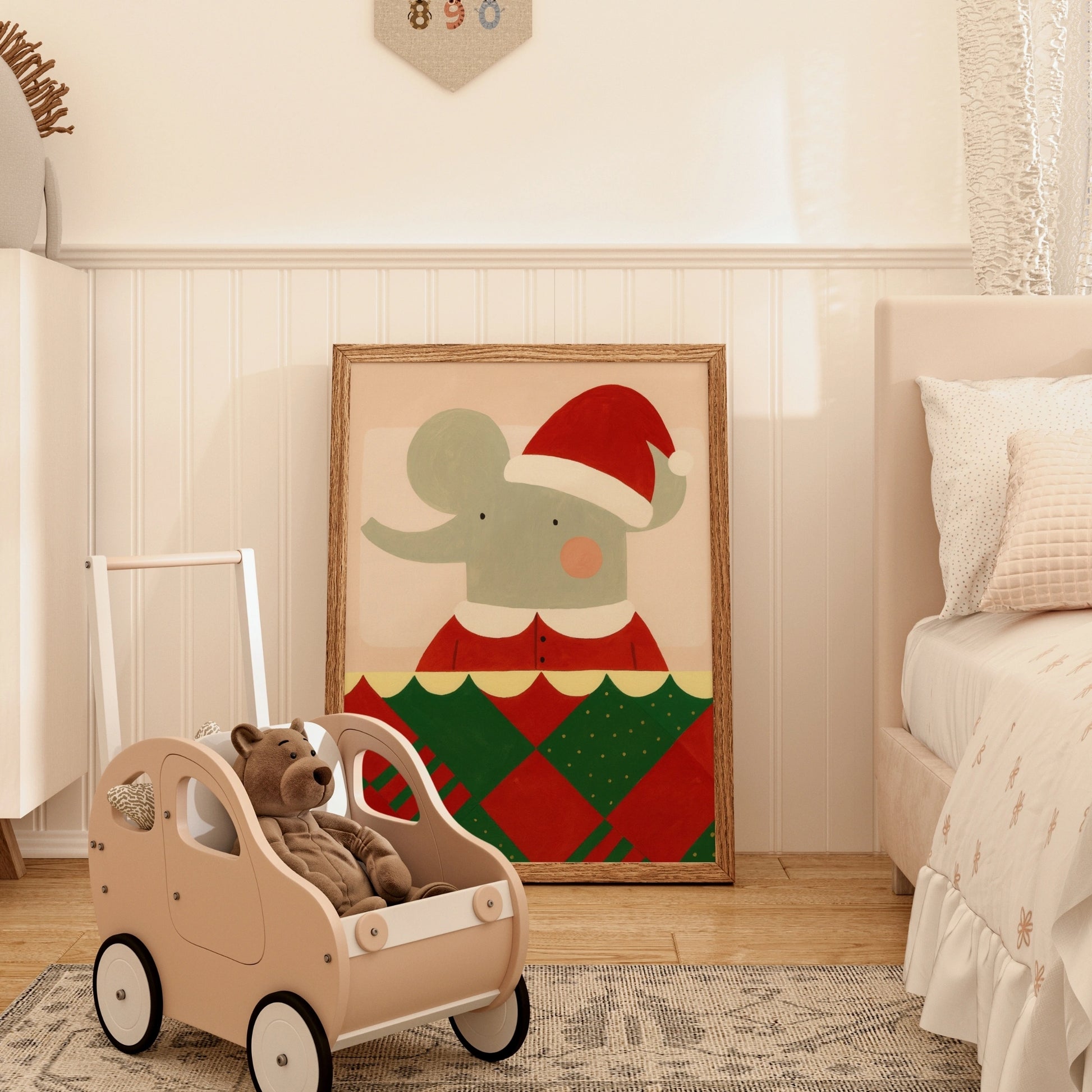 Elephant Christmas Wall Art