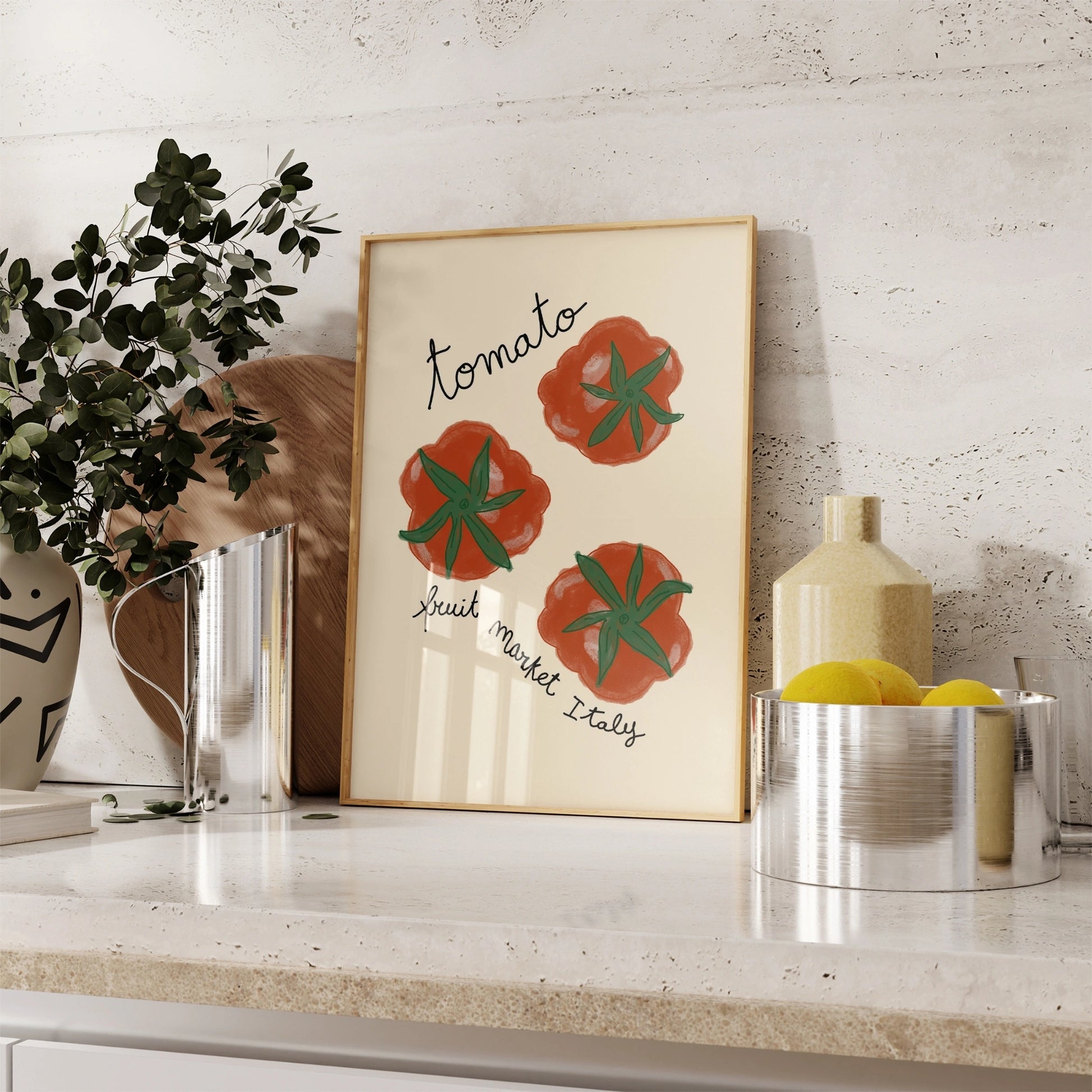 Decorazione murale per la tavola da pranzo italiana – Stampa di pasta, vino e cucina