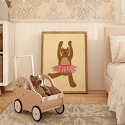 Ballerina Bear with Pink Tulle Skirt – Nursery & kids wall art