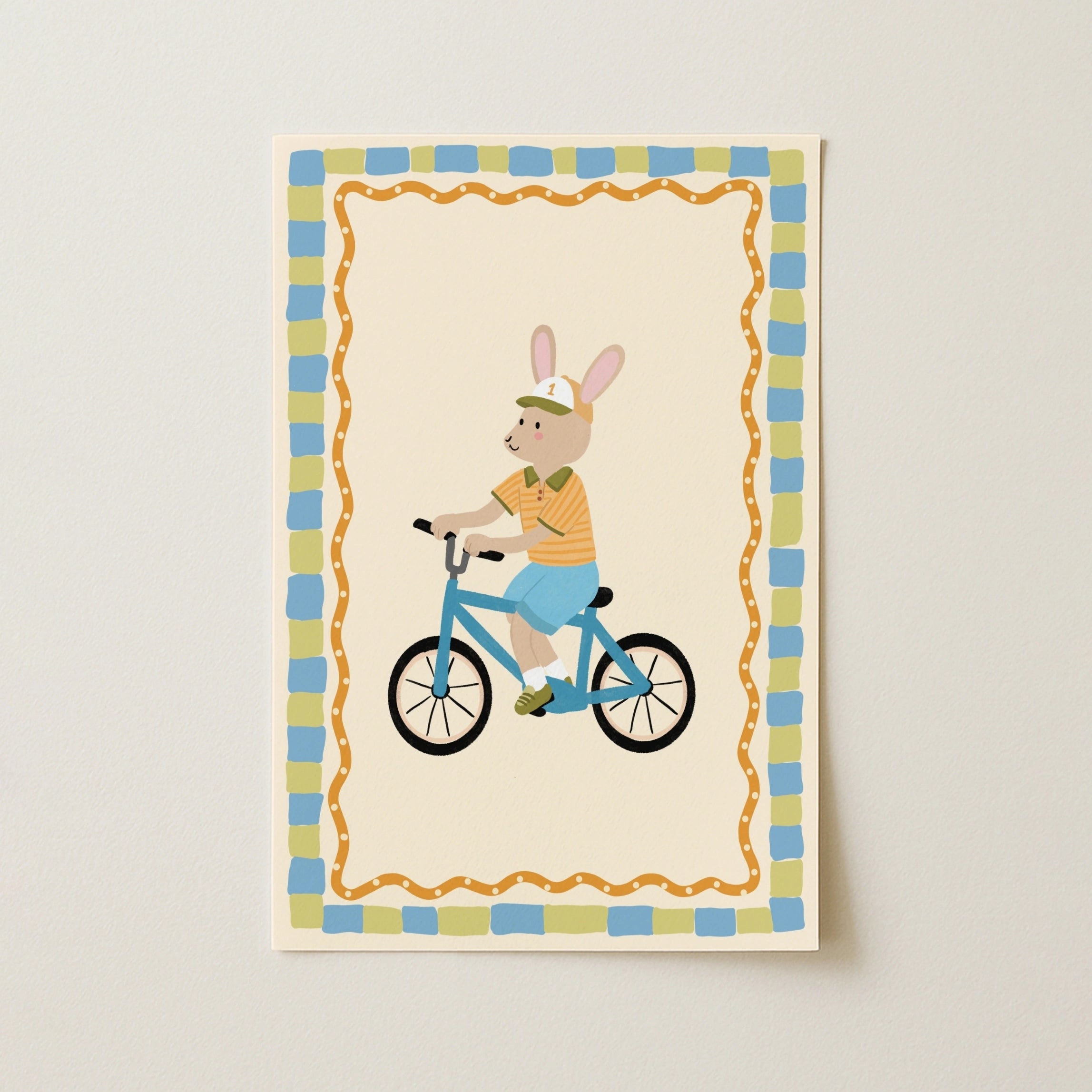 Bunny Bicycle Nursery Print