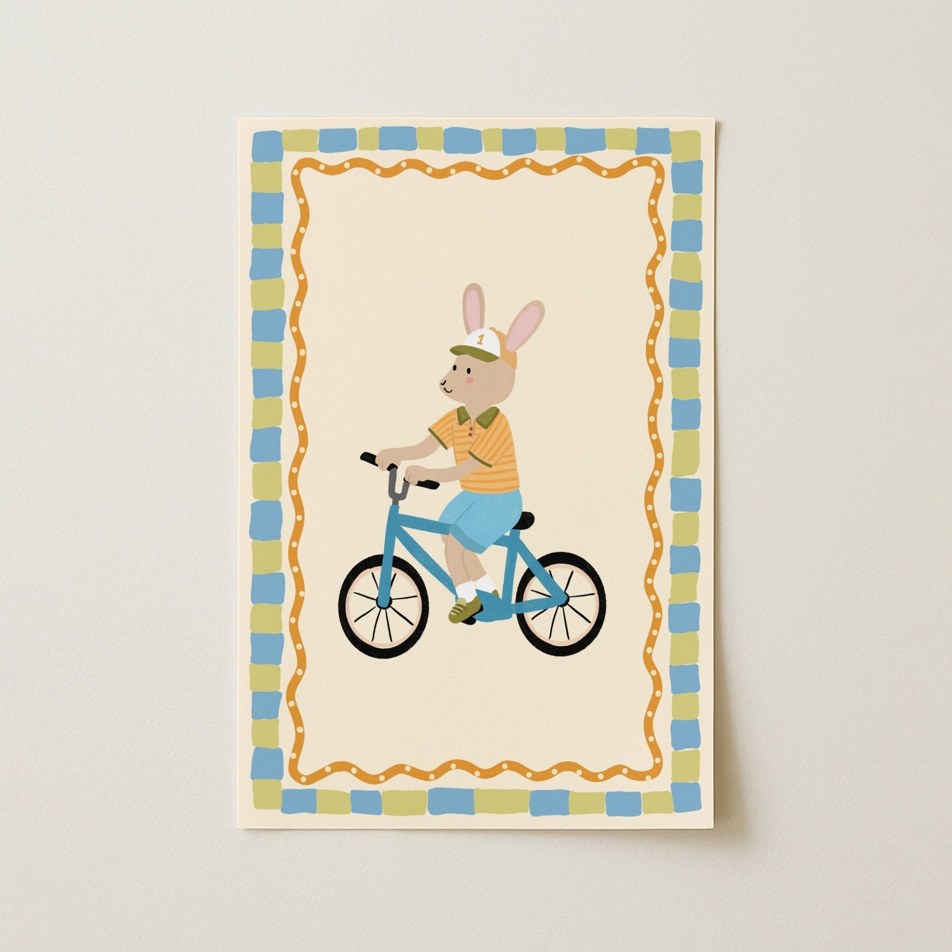 Bunny Bicycle Nursery Print