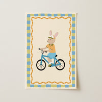 Bunny Bicycle Nursery Print
