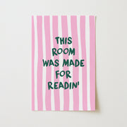Room Made for Readin' Pink Stripes – Bookish Wall Art