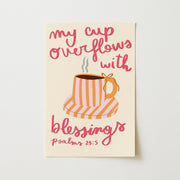 Overflowing Blessings Pink Striped Cup – Christian Wall Art