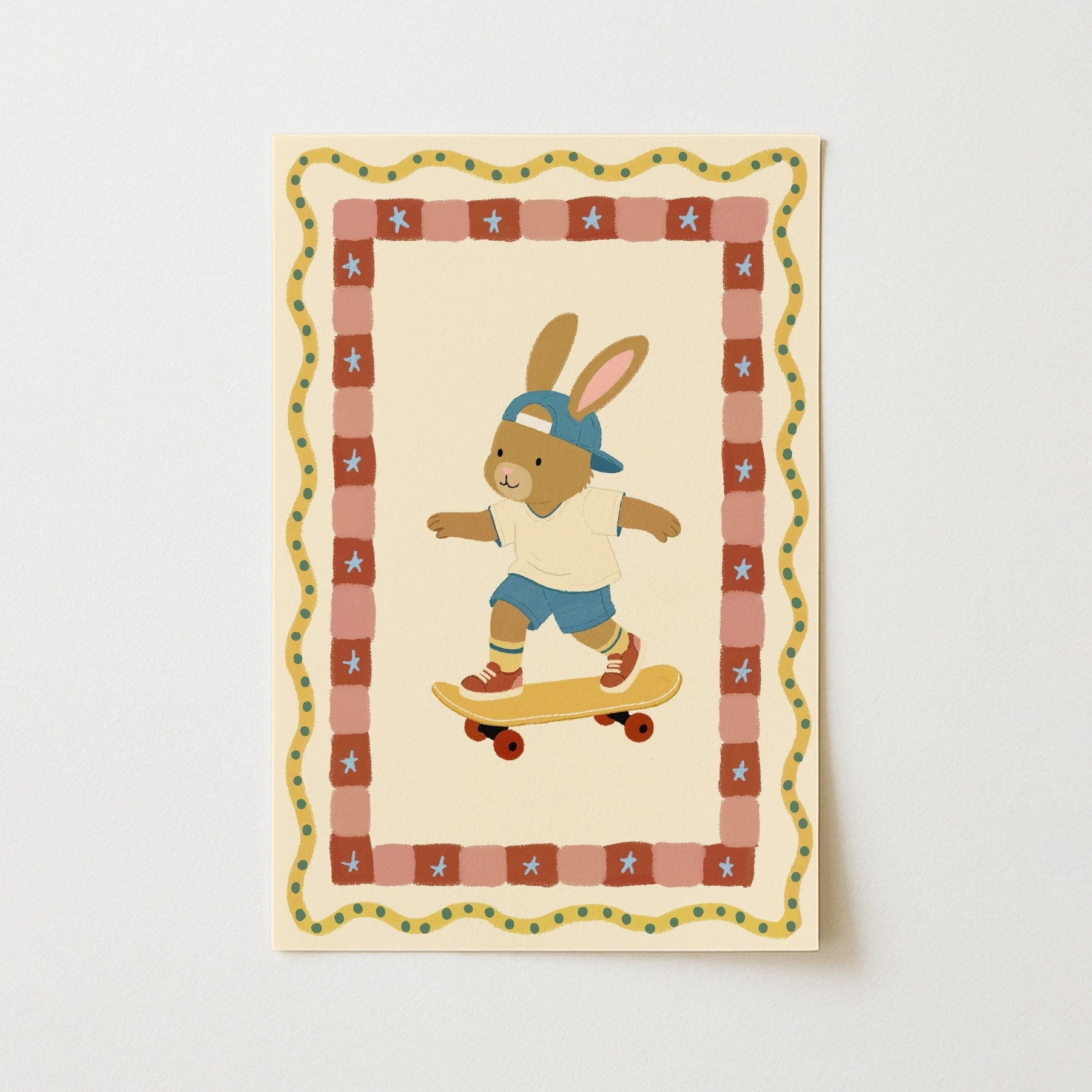 Skateboard Bunny Nursery Wall Art