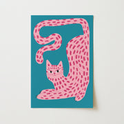 Curvy Pink Cat - Poster costiero