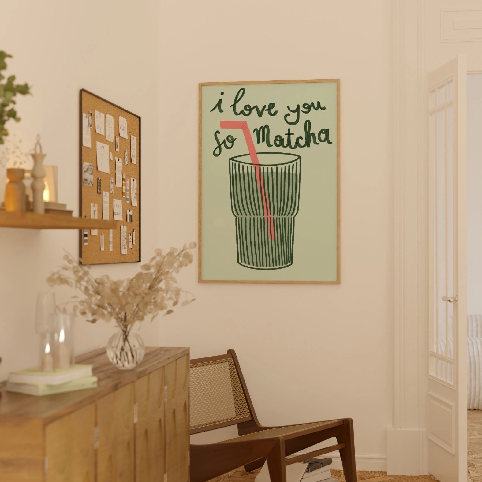 Retro Green Kitchen Poster, Kitchen Wall Decor