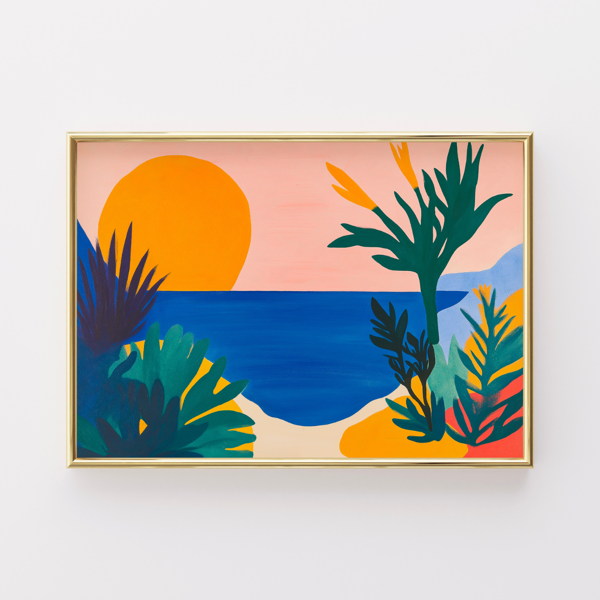 Tropical Sunset Wall Art – Bold Jungle Beach Print