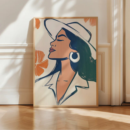Confident Muse Boho Wall Art – Summer Inspired Line Portrait