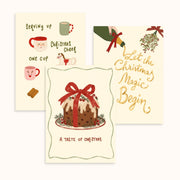 Vintage Holiday Drinks & Christmas Pudding Prints – Christmas Wall Art Set of 3