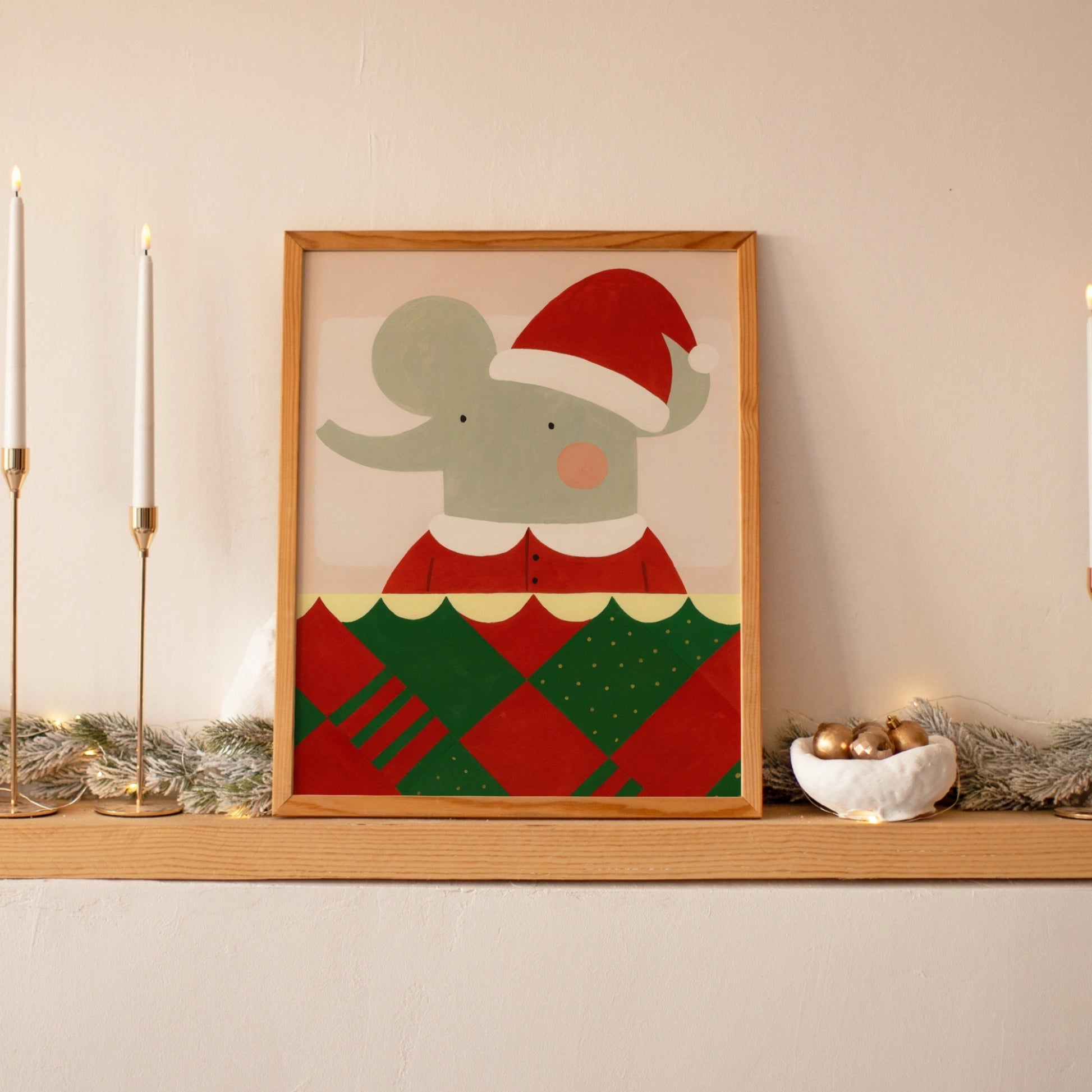 Elephant Christmas Wall Art