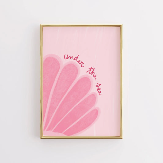 Under the Sea Wall Art Print - Pink Seashell Coastal Poster