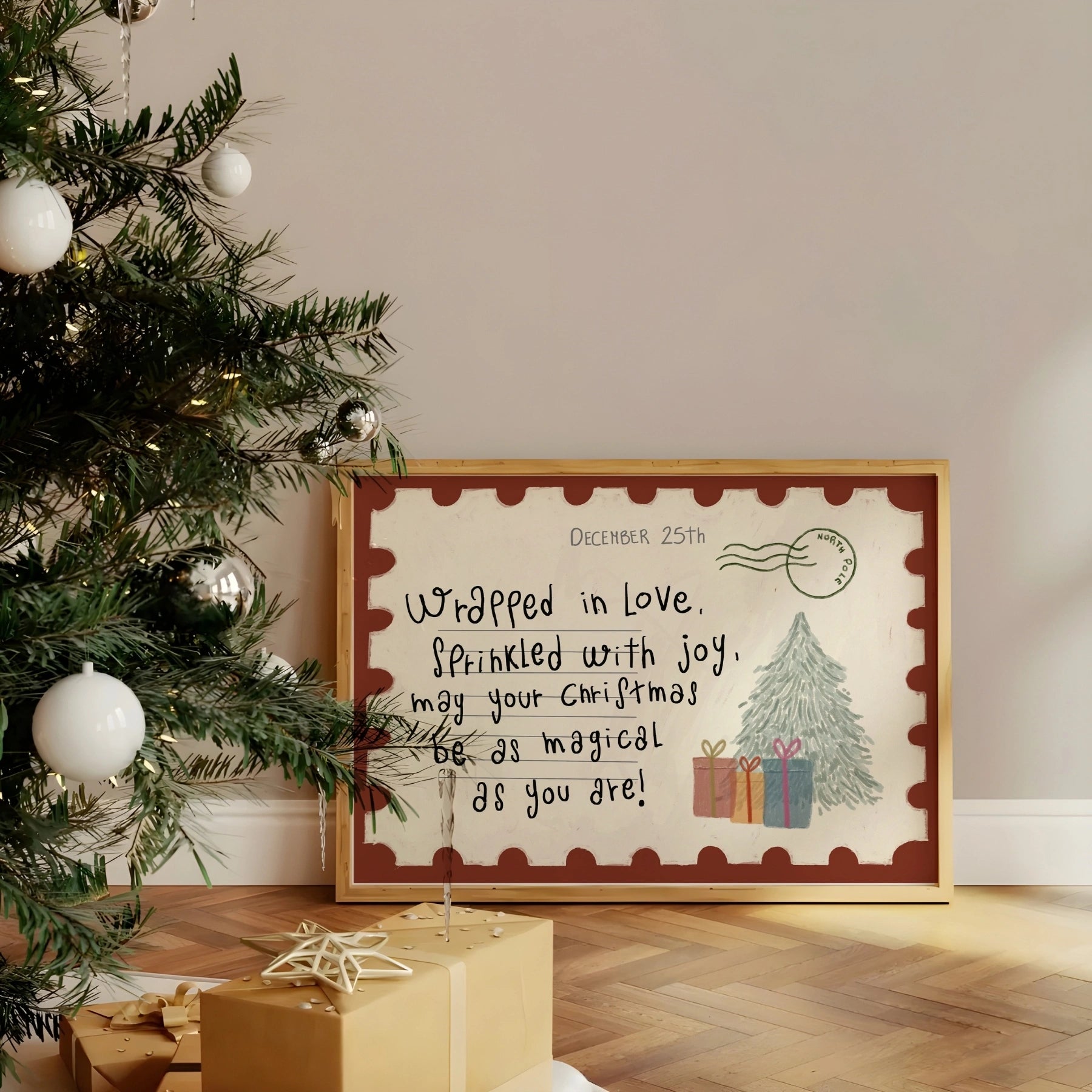 Festive Holiday Postcard Wall Art