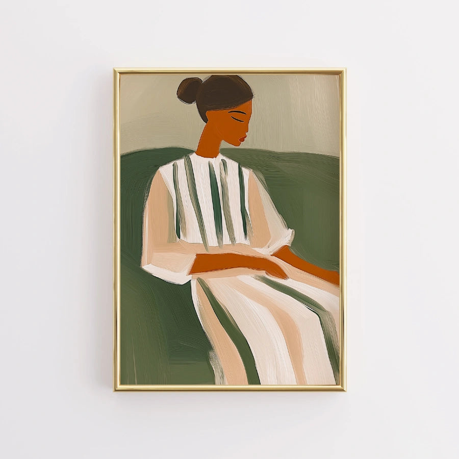 Tranquil Muse Wall Art – Minimalist Woman Portrait