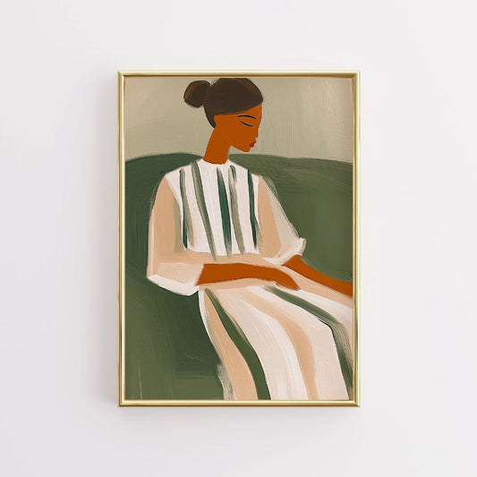 Tranquil Muse Wall Art – Minimalist Woman Portrait