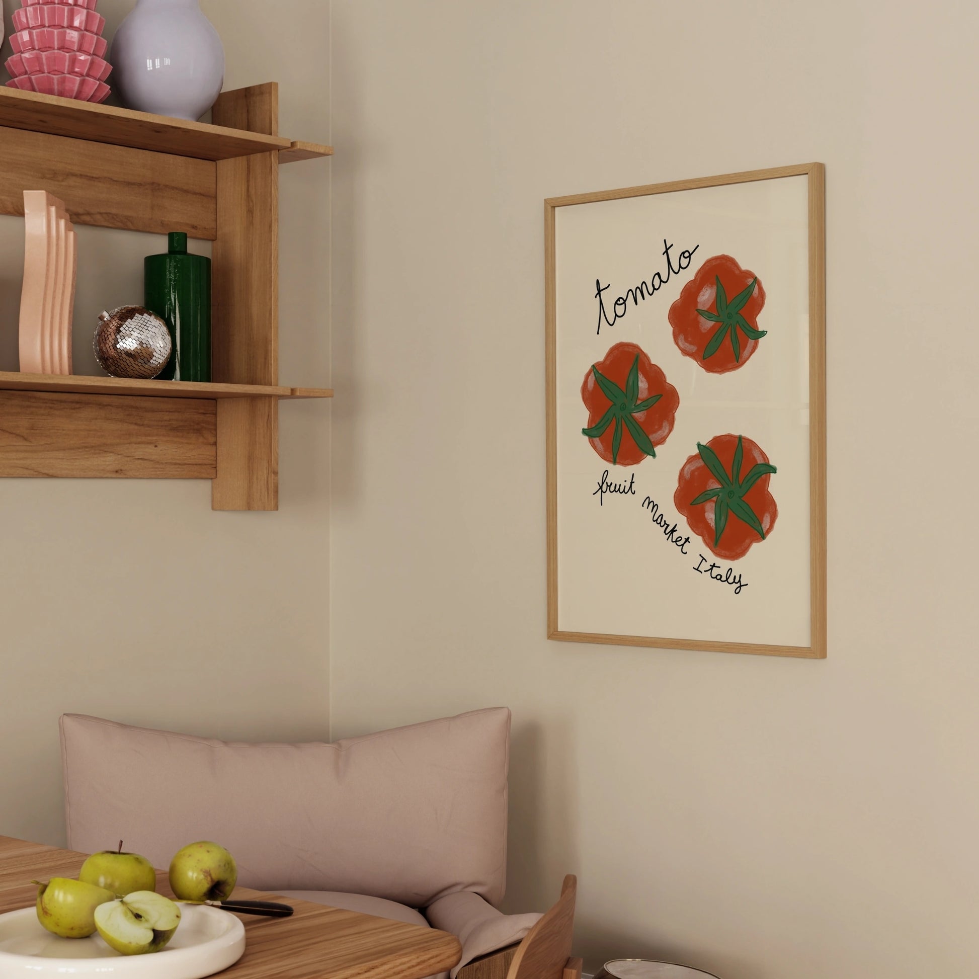 Decorazione murale per la tavola da pranzo italiana – Stampa di pasta, vino e cucina