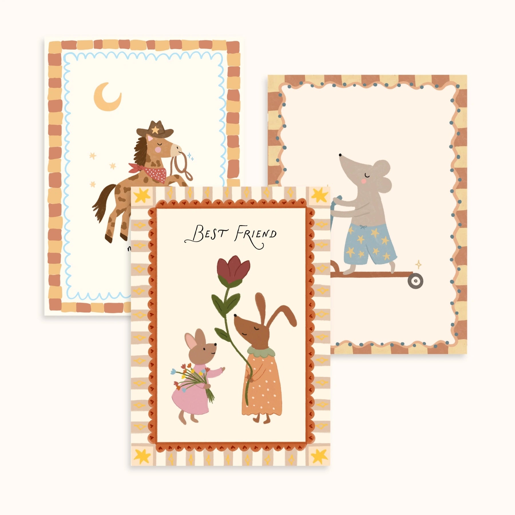 Set de 3 láminas infantiles dulces