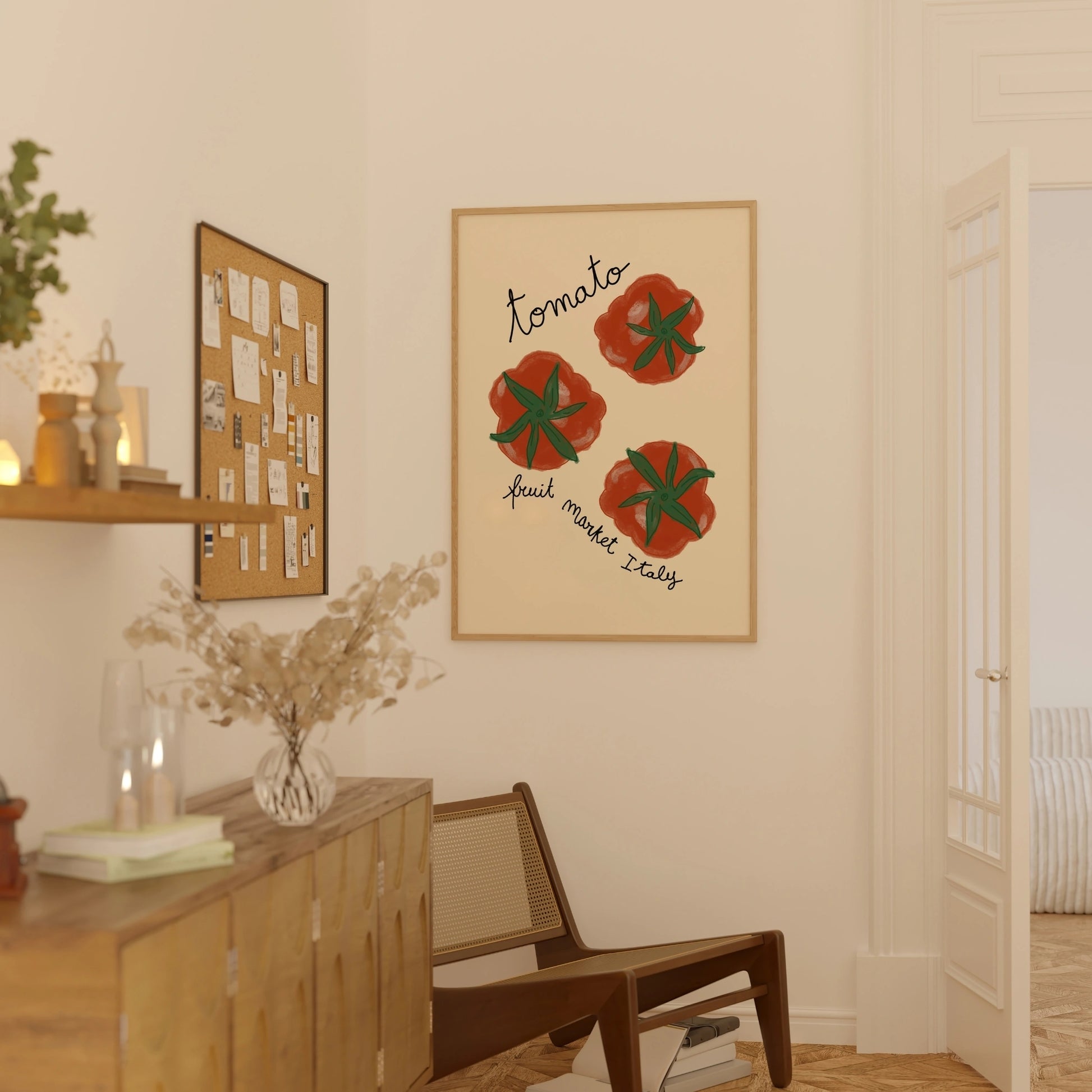 Decorazione murale per la tavola da pranzo italiana – Stampa di pasta, vino e cucina